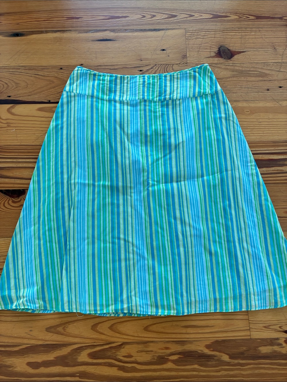 New York & Company Blue and Aqua Striped A-Line Skirt